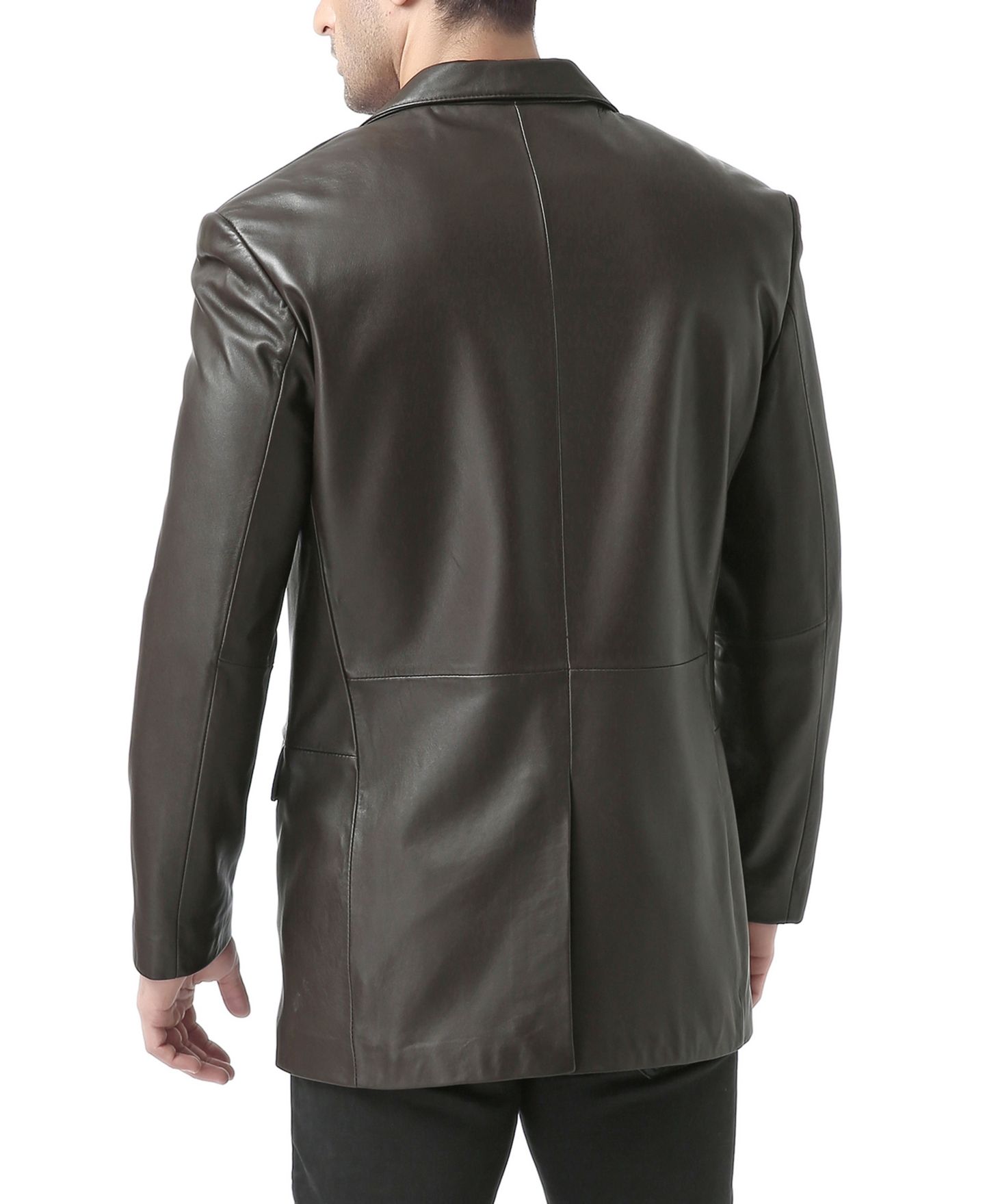 Мужской пиджак BGSD Big & Tall Classic Two-Button Leather Blazer, цвет: Тёмно-коричневый — фото 2