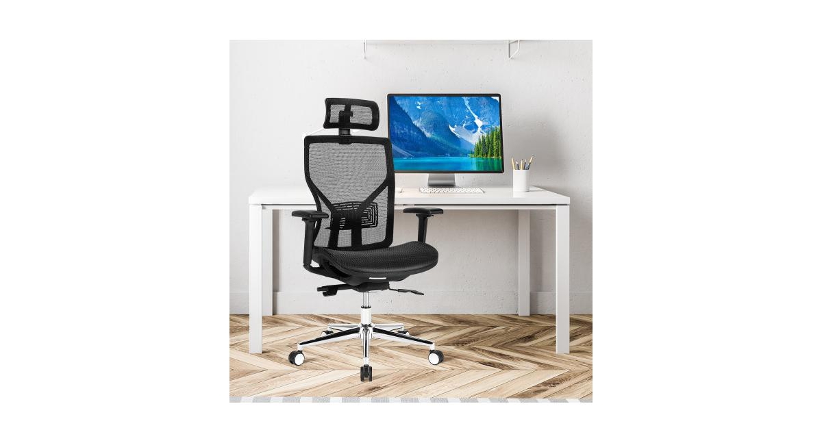 High-Back Mesh Executive Chair with Sliding Seat and Adjustable Lumbar Support
