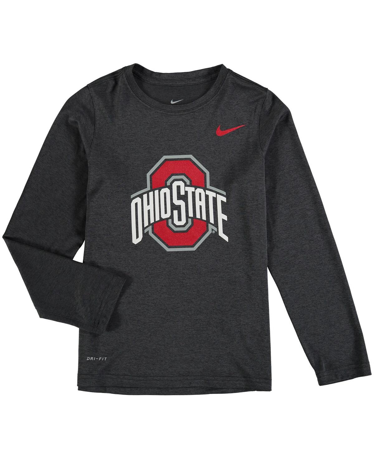 Shop Nike Big Boys  Heathered Gray Ohio State Buckeyes Legend Logo Long Sleeve Performance T-shirt