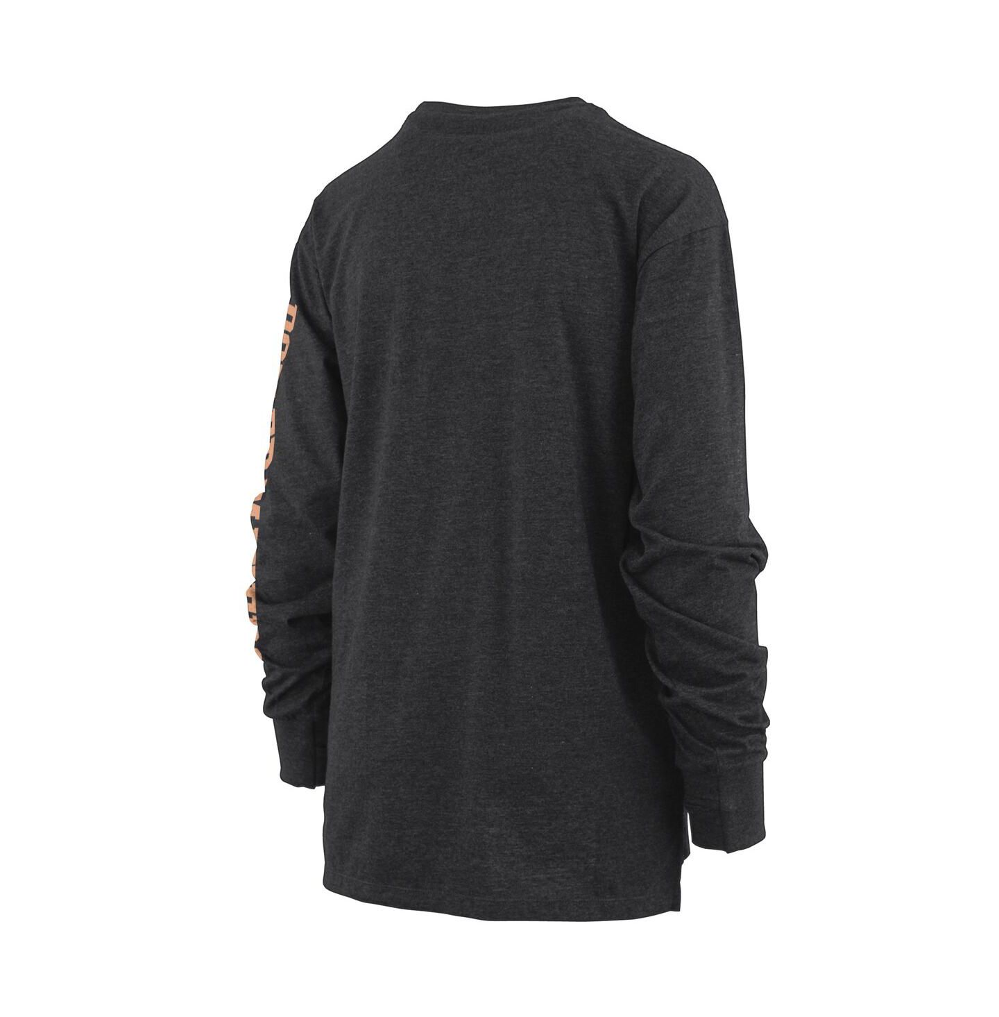 Женская футболка Pressbox Heathered Black Purdue Boilermakers Two-Hit Canyon Long Sleeve — фото 4