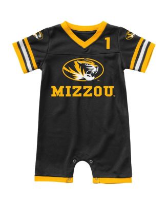 Newborn and Infant Boys and Girls Black Missouri Tigers Bumpo Football Romper