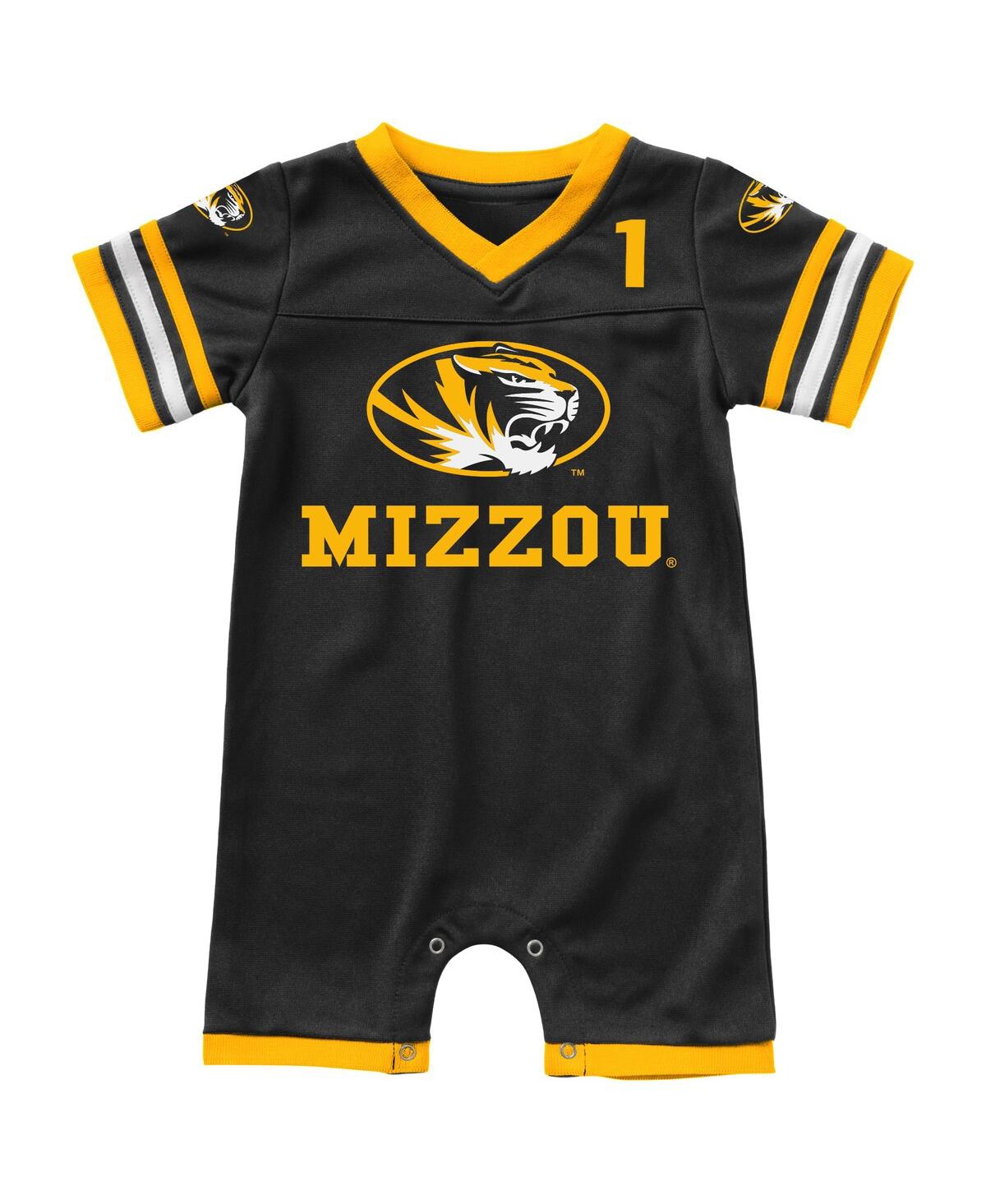 Colosseum Newborn And Infant Boys And Girls  Black Missouri Tigers Bumpo Football Romper In Black