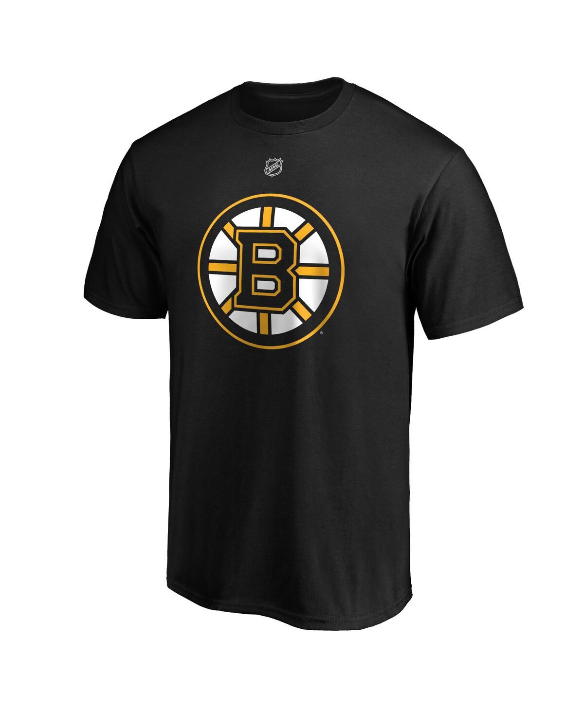 Fanatics Men's David Pastrnak Big And Tall Black Boston Bruins Team Authentic Stack Name And Number T-shirt In Black