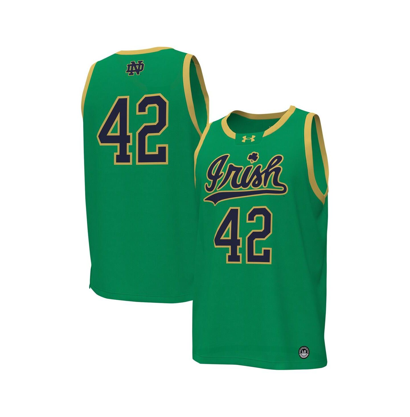 Мужской топ Under Armour 42 Notre Dame Fighting Irish Replica Basketball Jersey, цвет: Зелёный — фото 1