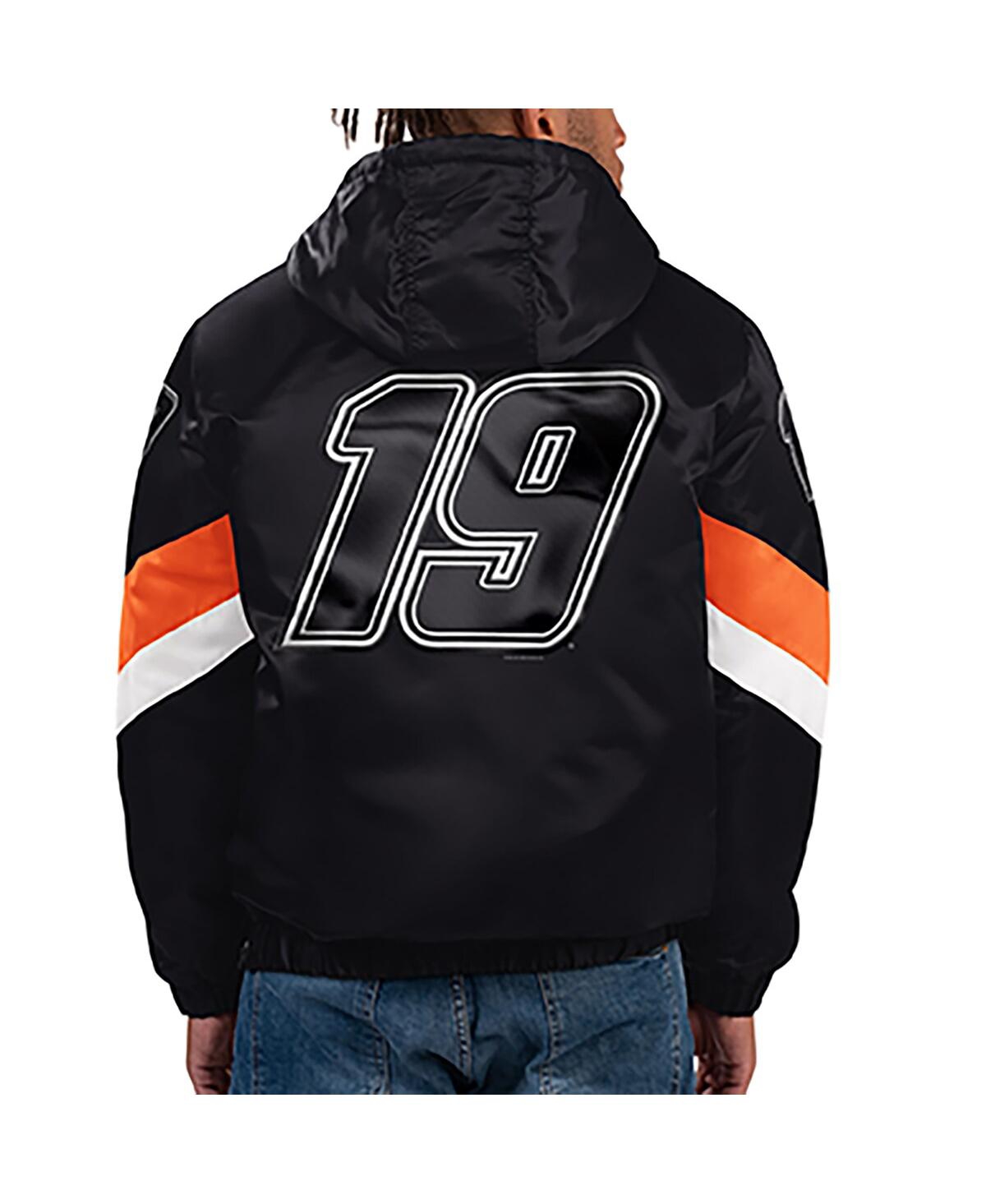 Men's StarterMartin Truex Jr Home Team Satin Half-Zip Hoodie Jacket - Black