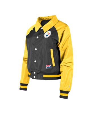 Women's Black Pittsburgh Steelers Coaches Raglan Full-Snap Jacket
