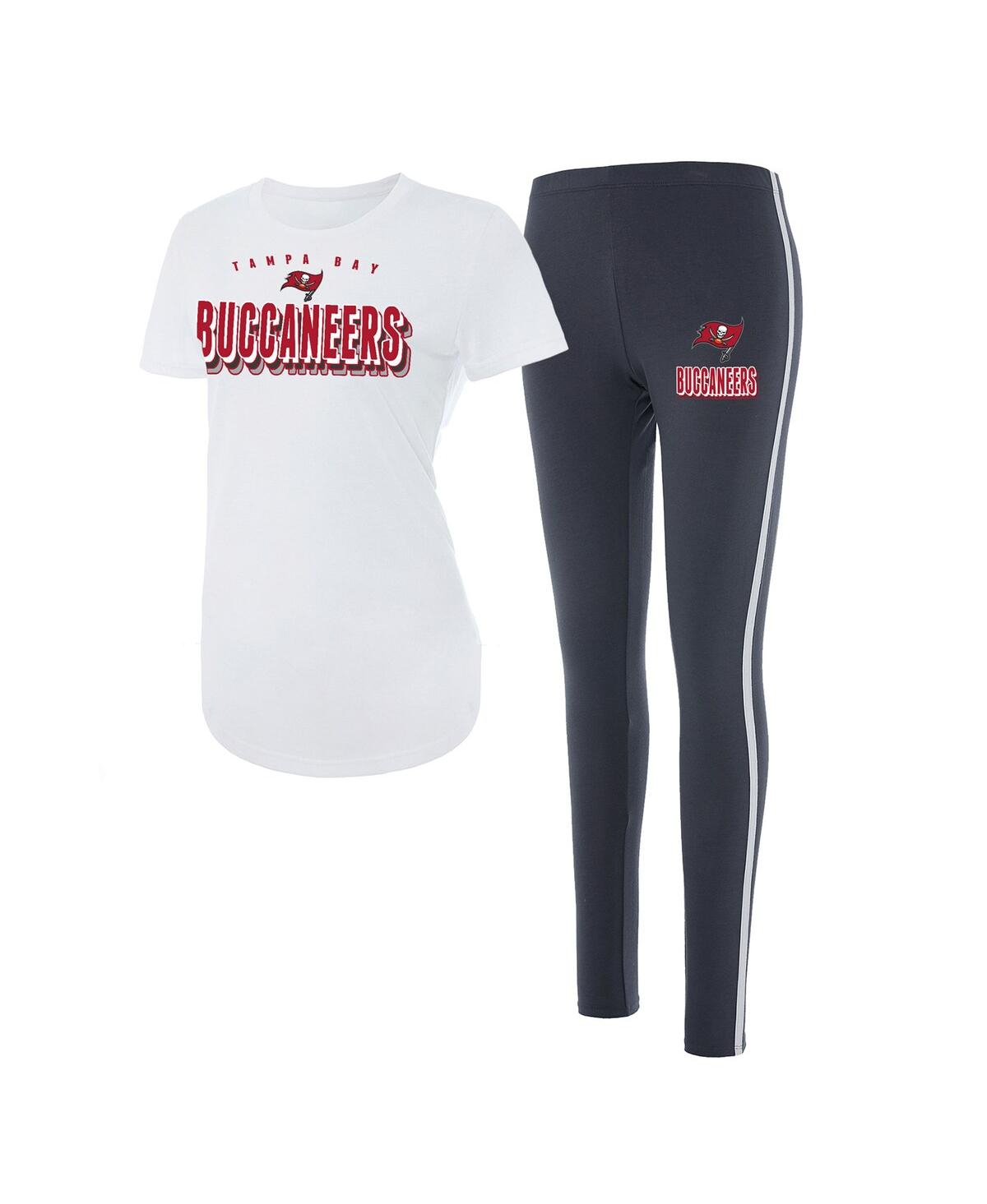 Women's Concepts Sport White, Charcoal Tampa Bay Buccaneers Sonata T-shirt and Leggings Set - White, Charcoal