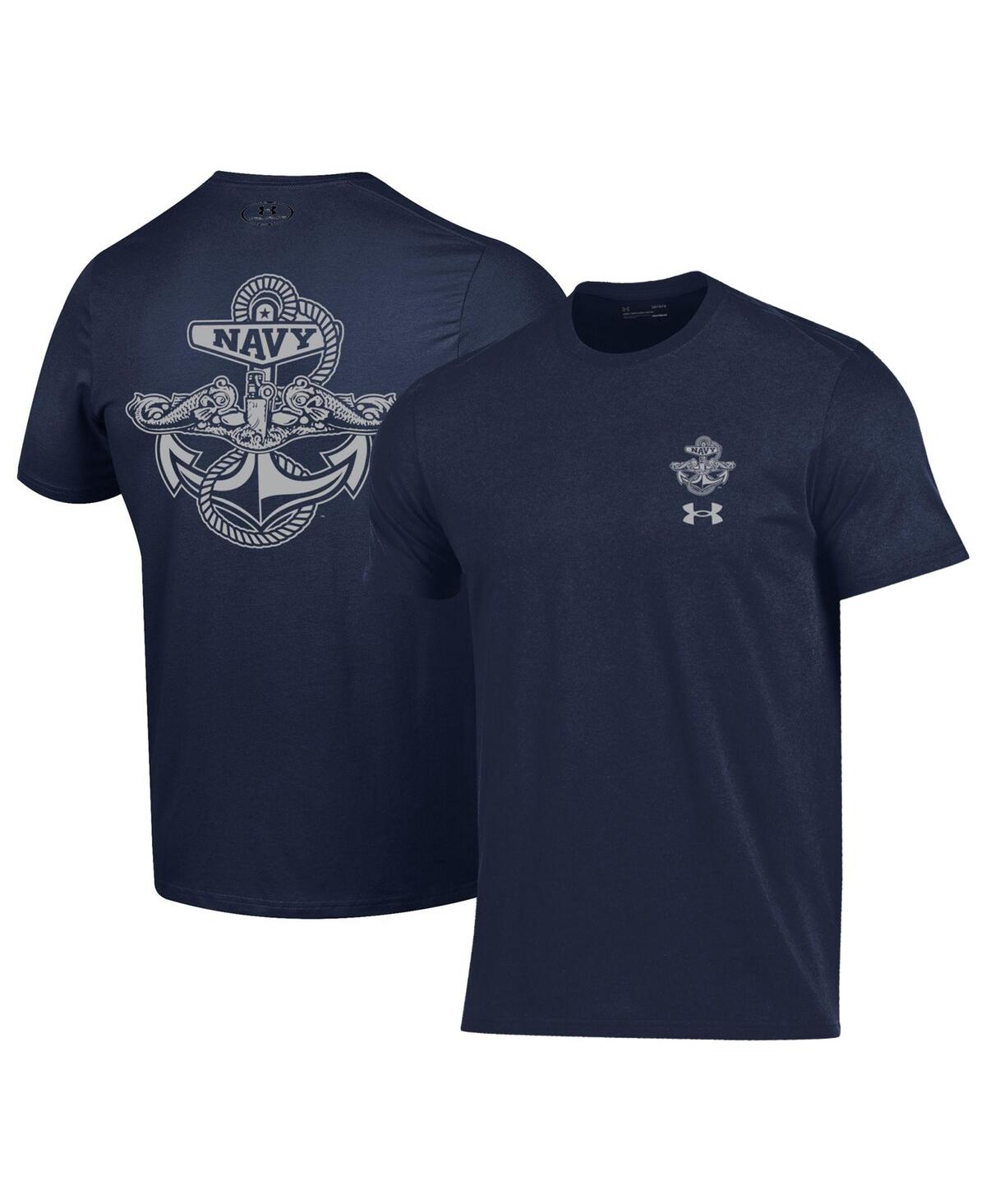 Shop Under Armour Men's  Navy Navy Midshipmen Silent Service Anchor T-shirt