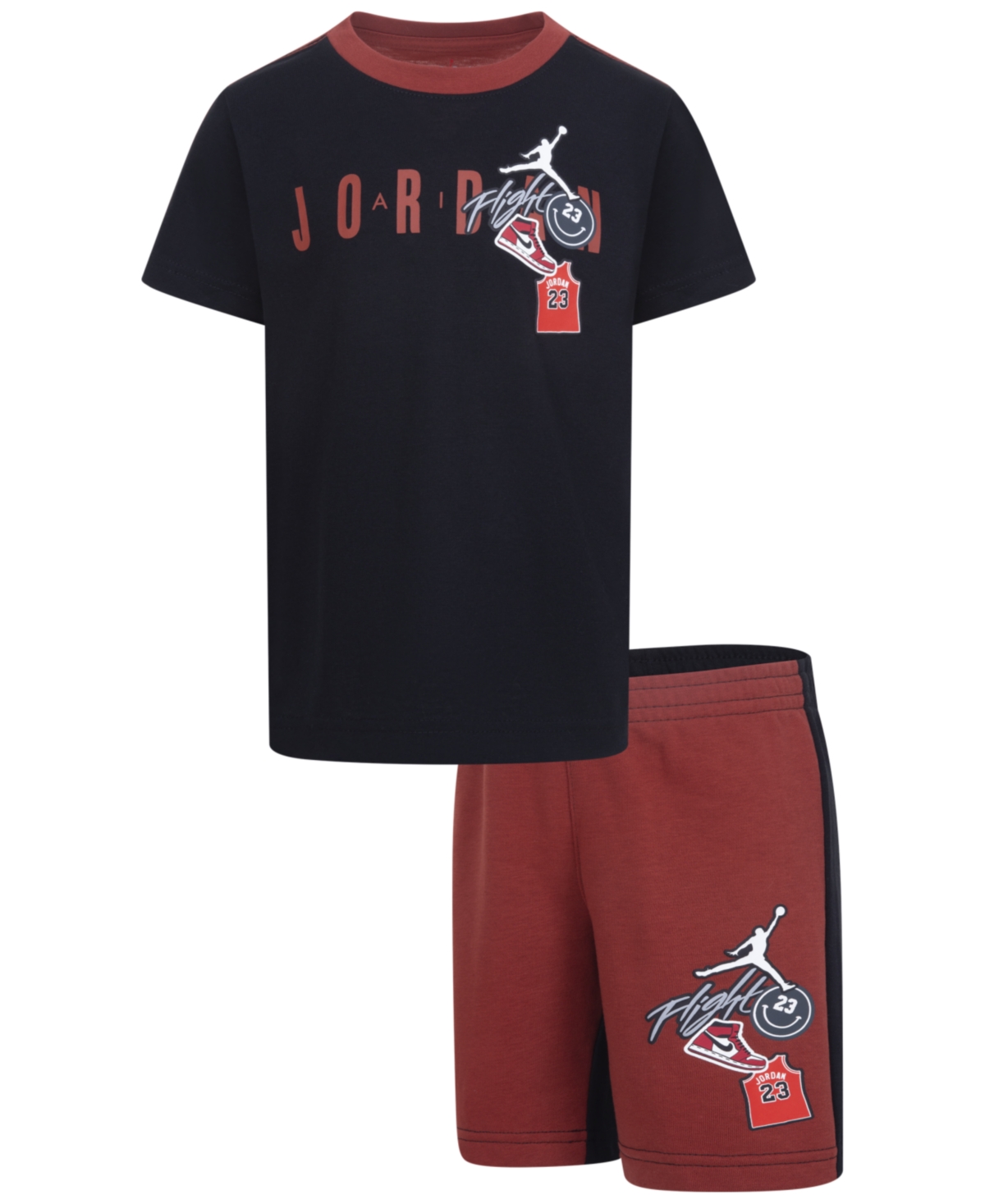 Jordan Kids' Little Boys Patch T-shirt And Shorts, 2-piece Set In Dune Red