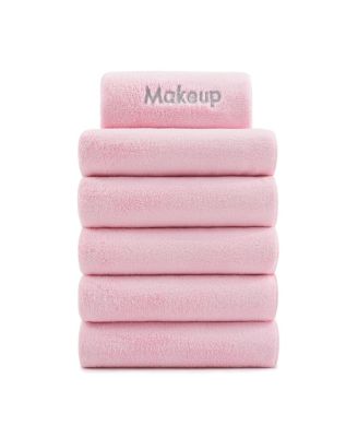 Makeup Remover Fingertip Towels (Pack of 6), Soft Coral Fleece Microfiber Washcloths for Make Up, Embroidered, 11 x 17 in.