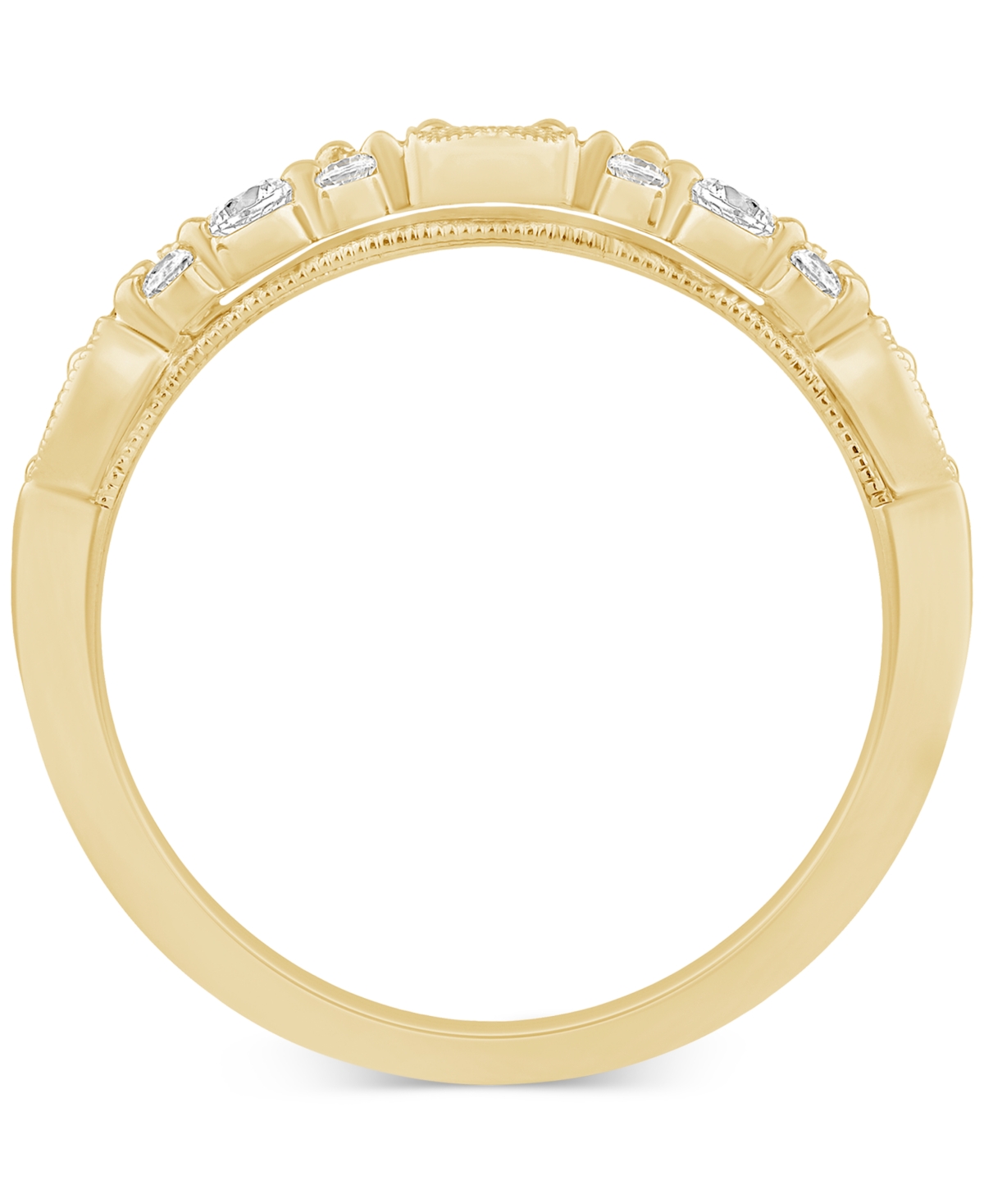 Diamond Marquise & Round Triple Row Ring (3/4 ct. t.w.) in 14k Gold