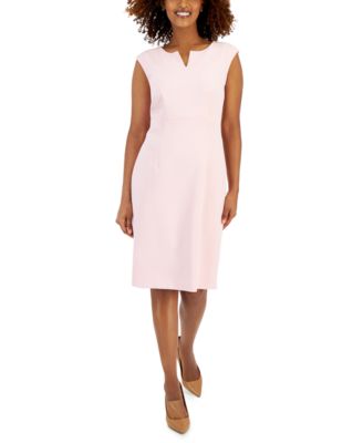 Kasper - Petite Stretch-Crepe Split-Neck Sheath Dress