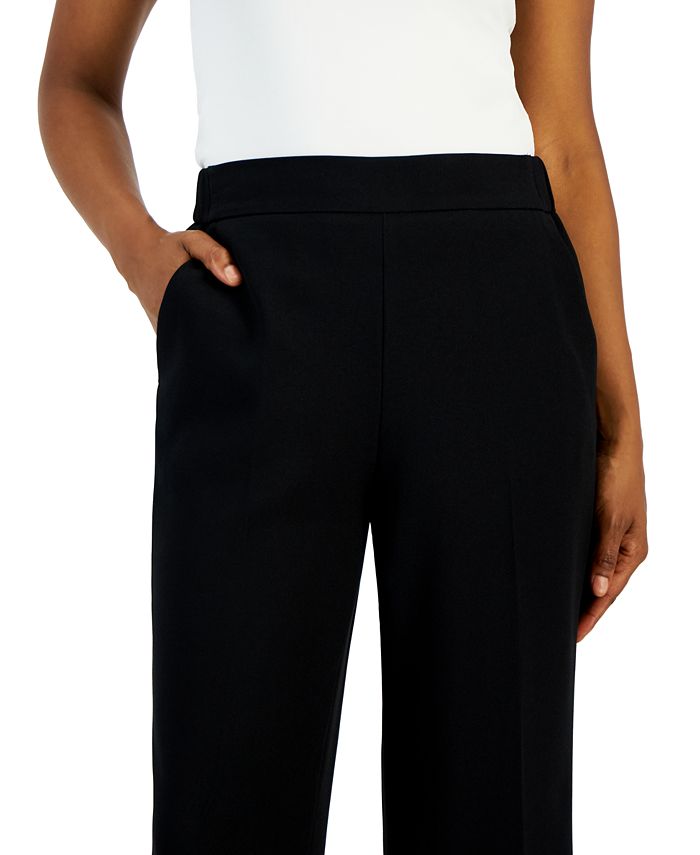 Petite Stretch-Crepe Pull-On Mid-Rise Ankle Pants