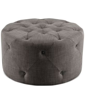 Dimitri Fabric Round Tufted Cocktail Ottoman - Macy's