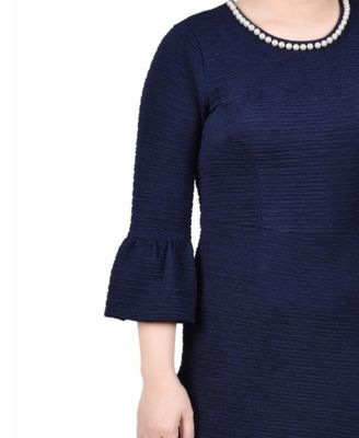 Petite 3/4 Length Imitation Pearl Detail Dress