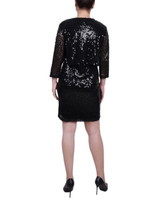 Petite Sequined Bolero Jacket and Dress Set, 2 Piece