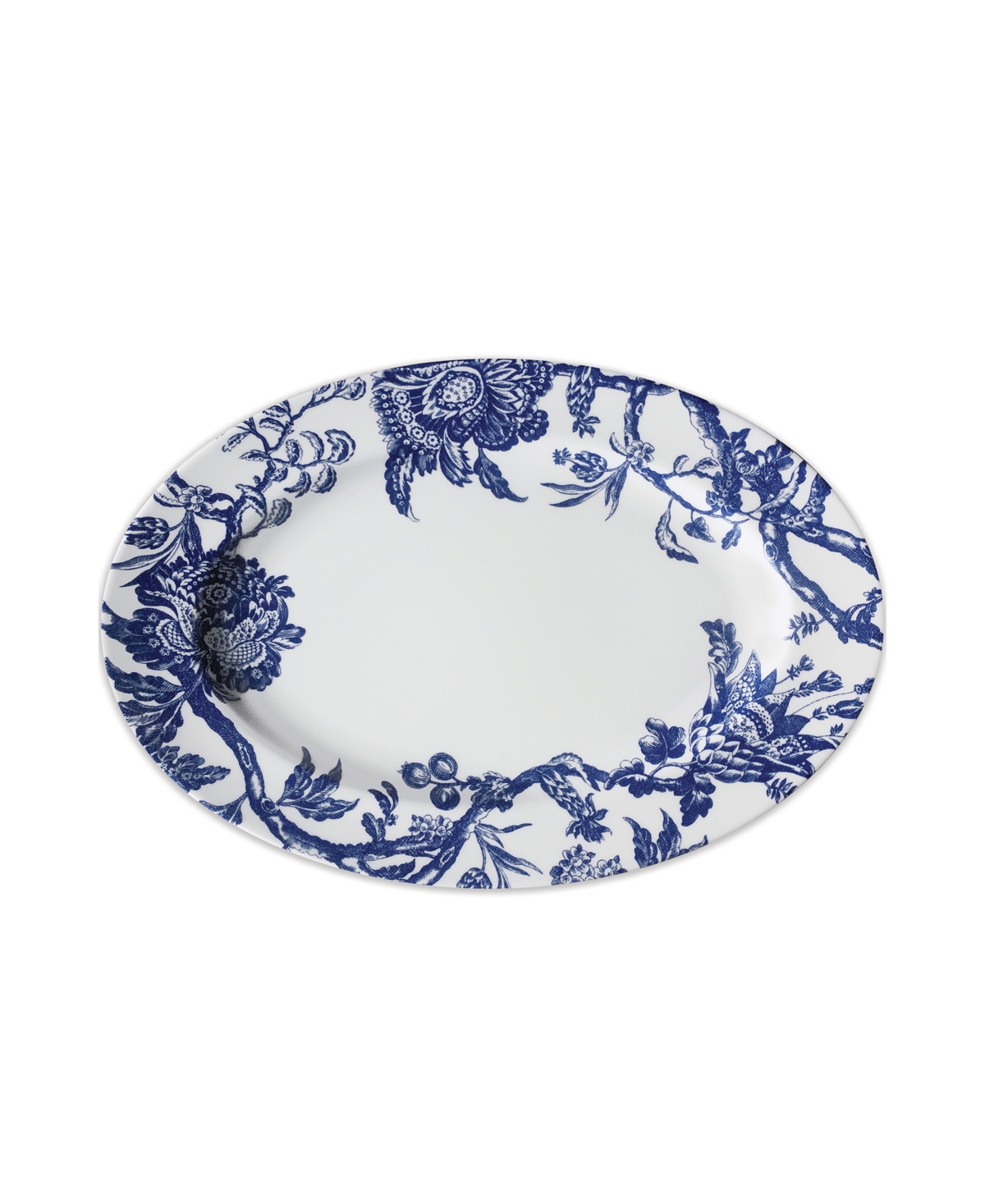 Caskata Arcadia Large Rimmed Oval Platter In Blue On White