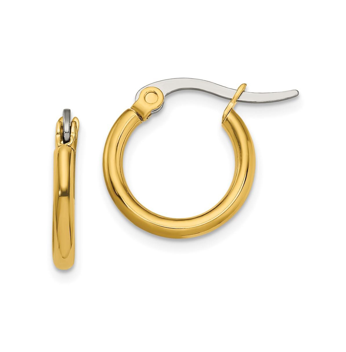 Stainless Steel Polished Yellow plated Hoop Earrings - Gold