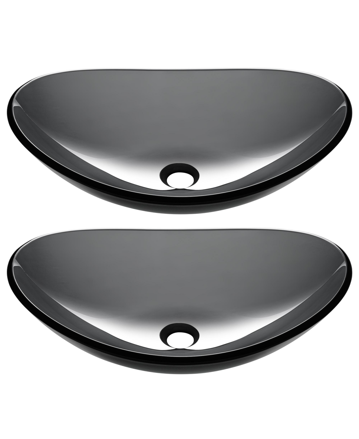 Bathroom Oval Tempered Glass Vessel Sink Counter Top Basin 2 Pack - Natural
