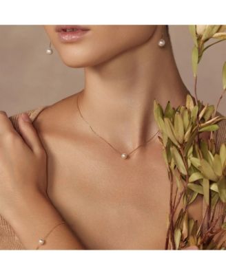 Sterling Silver 18k Gold Plated Abby Single Cultured Pearl Necklace