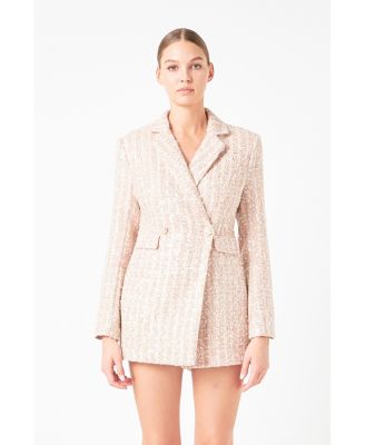 Women's Sequins Tweed Romper