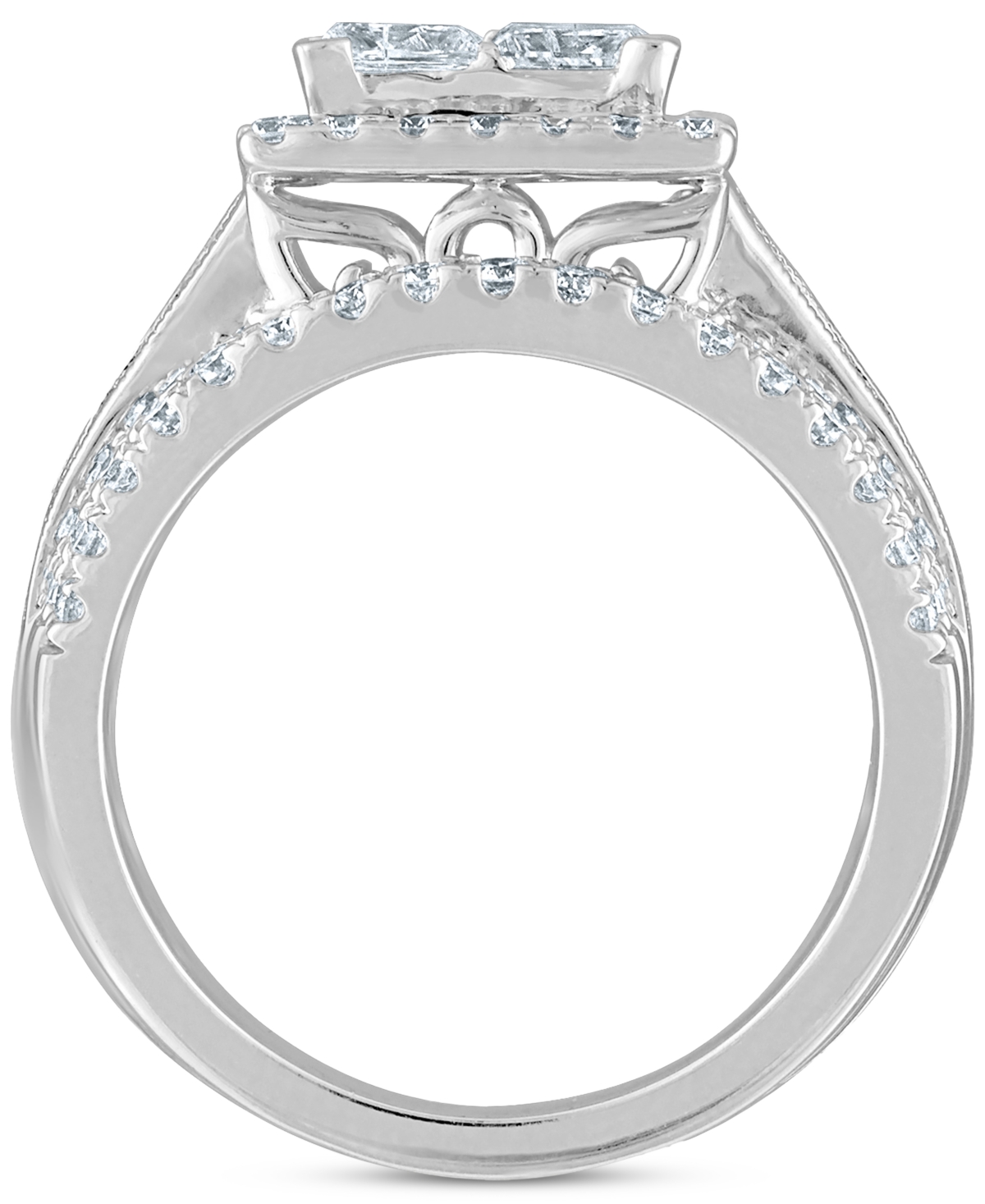 Diamond Princess Halo Quad Cluster Bridal Set (3-1/2 ct. t.w.) in 14k- White Gold