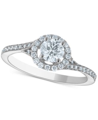 Macy's - Diamond Halo Swirl Engagement Ring (3/4 ct. t.w.) in 14k White Gold