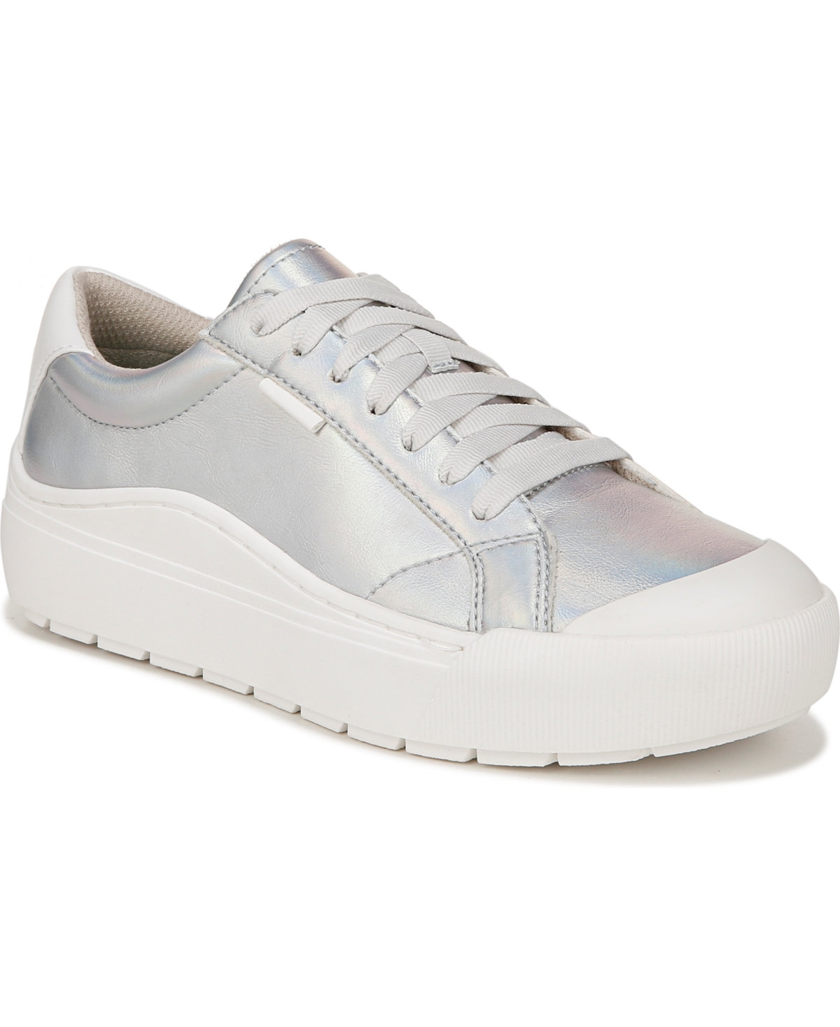 Dr. Scholl's Women's Time Off Platform Sneakers In Metallic Silver Faux Leather