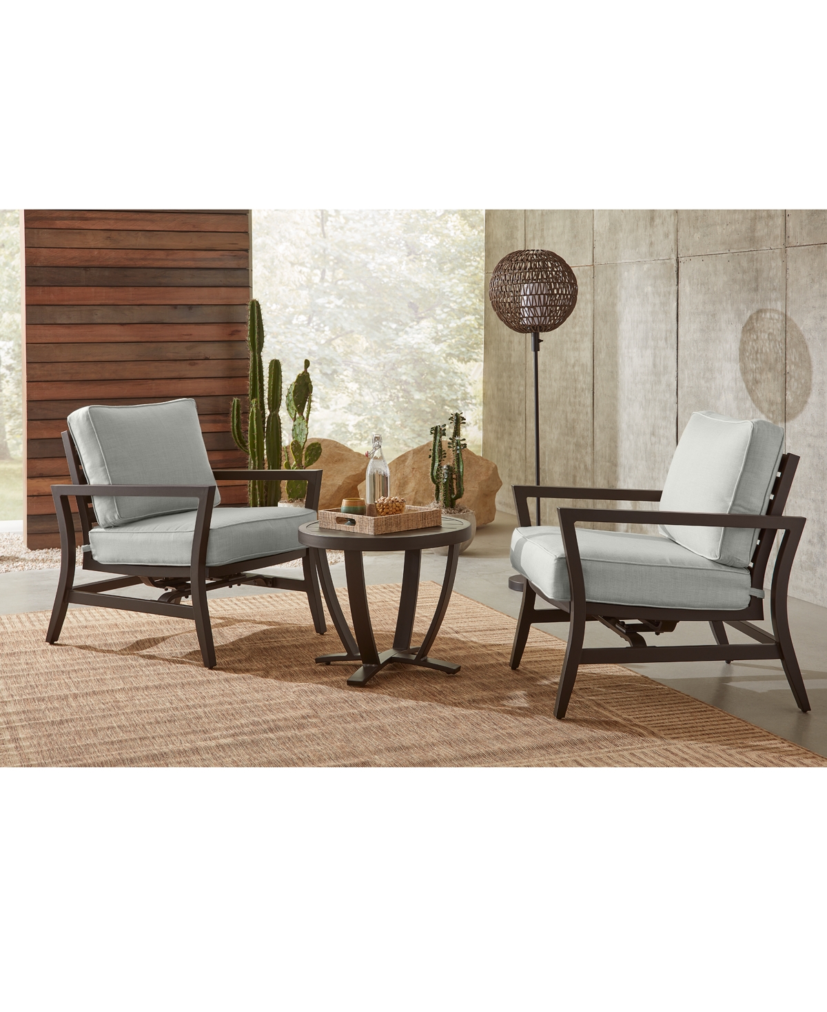 Shop Agio Astaire Outdoor 3-pc Rocker Chair Set (2 Rocker Chairs + 1 End Table) In Peony Brick Red