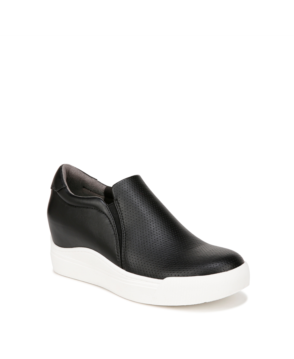 Dr. Scholl's Women's Time Off Wedge Slip-on Sneakers In Black Faux Leather
