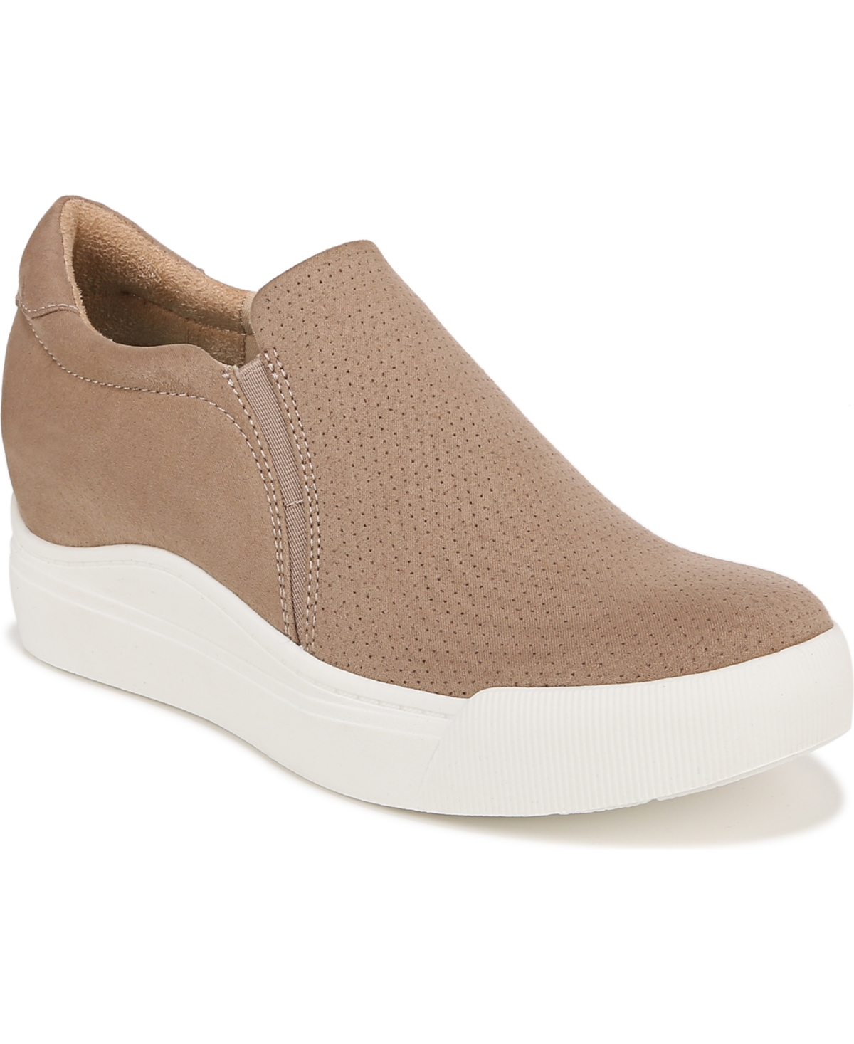 Dr. Scholl's Women's Time Off Wedge Slip-on Sneakers In Toasted Taupe Microfiber