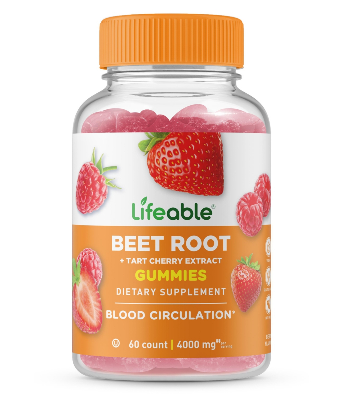 Beet Root Vitamin 500 mg Gummies - Blood Circulation - Great Tasting Natural Flavor, Dietary Supplement Vitamins - 60 Gummies - Open Miscella