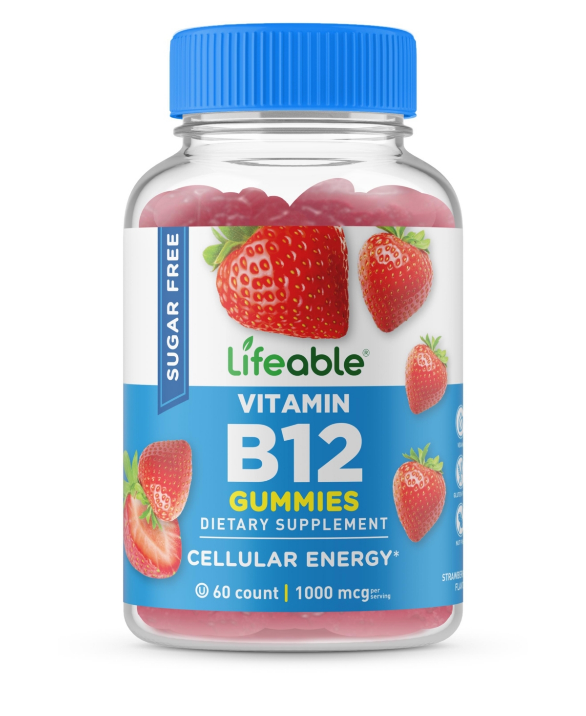 Sugar Free Vitamin B12 1,000 mcg Gummies - Energy, Mood, And Metabolism - Great Tasting Flavor, Dietary Supplement Vitamins - 60 Gummies - Op