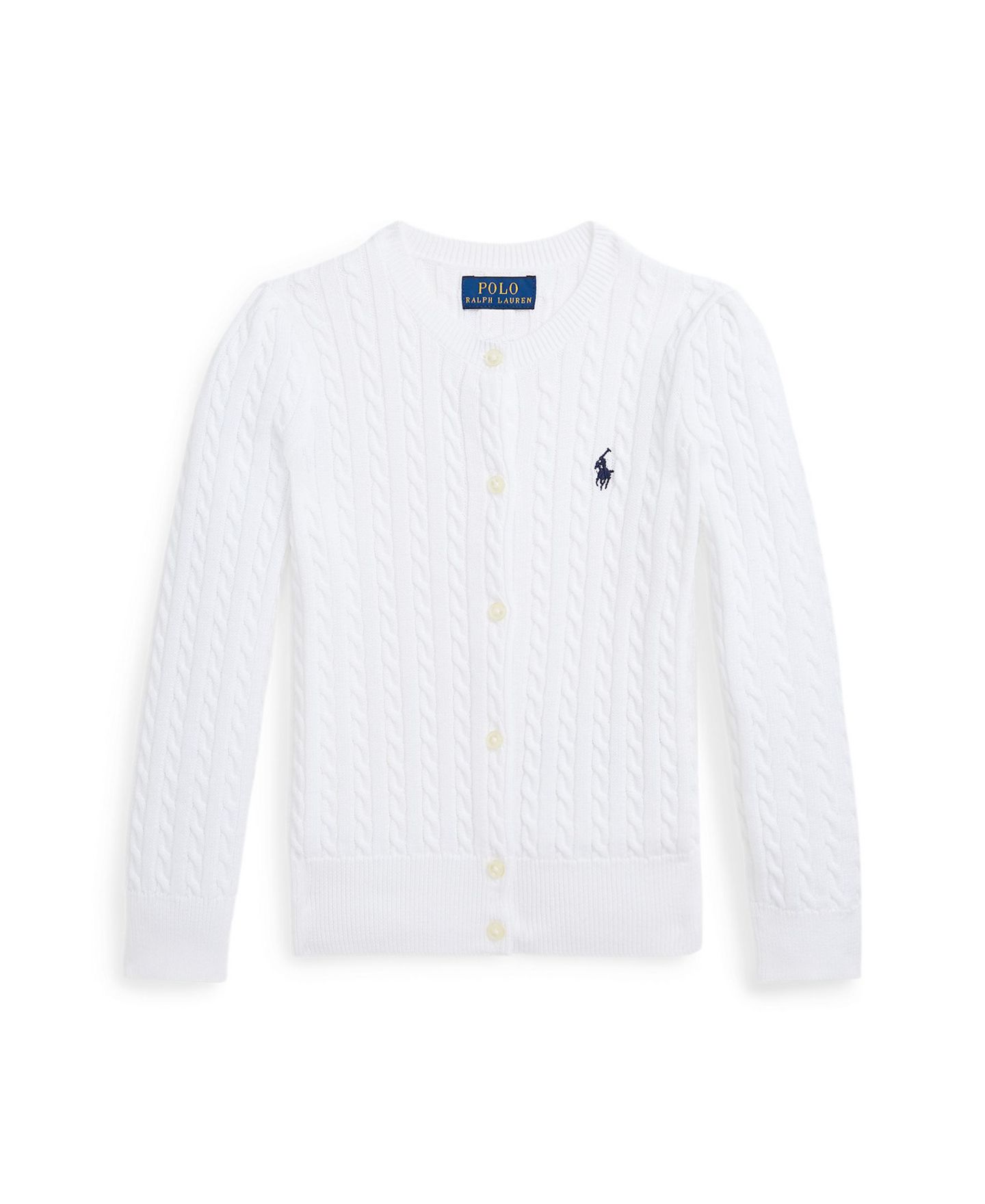 Кардиган Polo Ralph Lauren Cable-Knit Cotton Cardigan для девочек, цвет: Яркий белый — фото 3