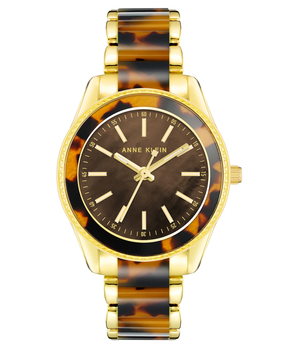 Anne Klein Women's Quartz Gold-tone Alloy And Tortoise Acetate Watch, 37.5mm