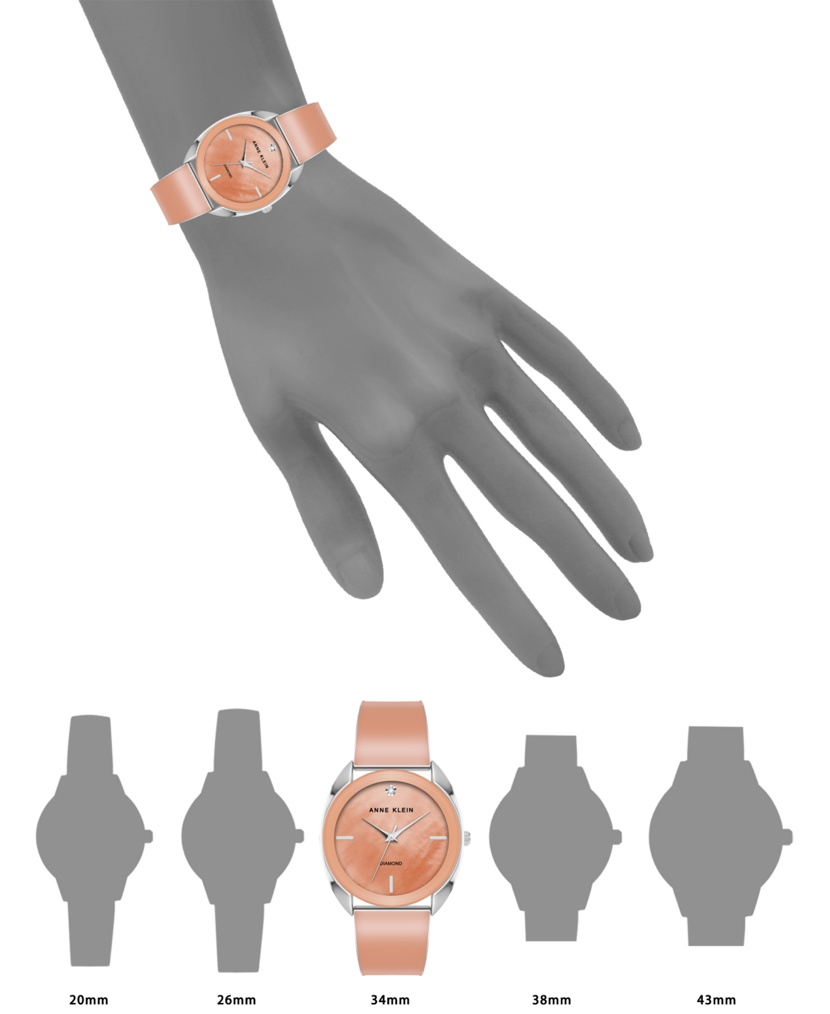Shop Anne Klein Women's Quartz Silver-tone Alloy And Mauve Enamel Watch, 34mm