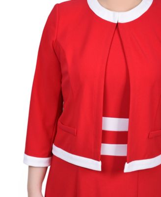 Women's Elbow Sleeve Colorblocked Dress, 2 Piece Set