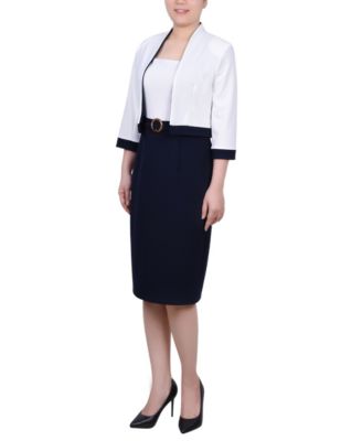 Women's 3/4 Sleeve Colorblocked Dress, 2 Piece Set