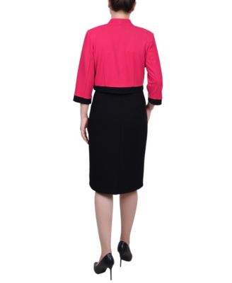 Women's 3/4 Sleeve Colorblocked Dress, 2 Piece Set