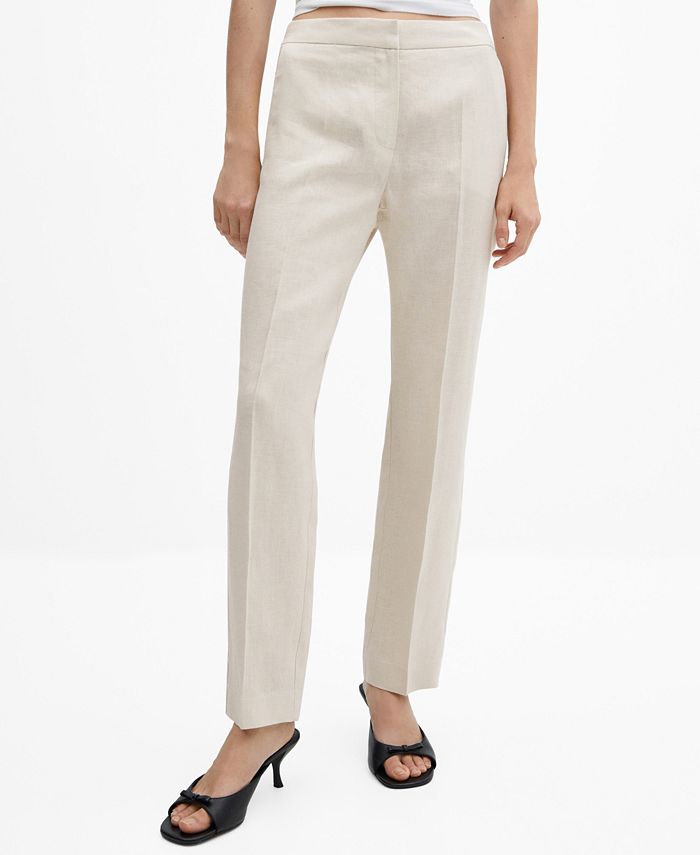 MANGO Women s Linen Straight Pants Macy s