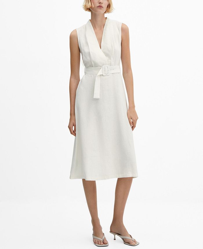 MANGO Women s Belt Linen Dress Macy s