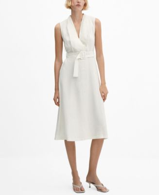 MANGO Women's Belt Linen Dress - Macy's