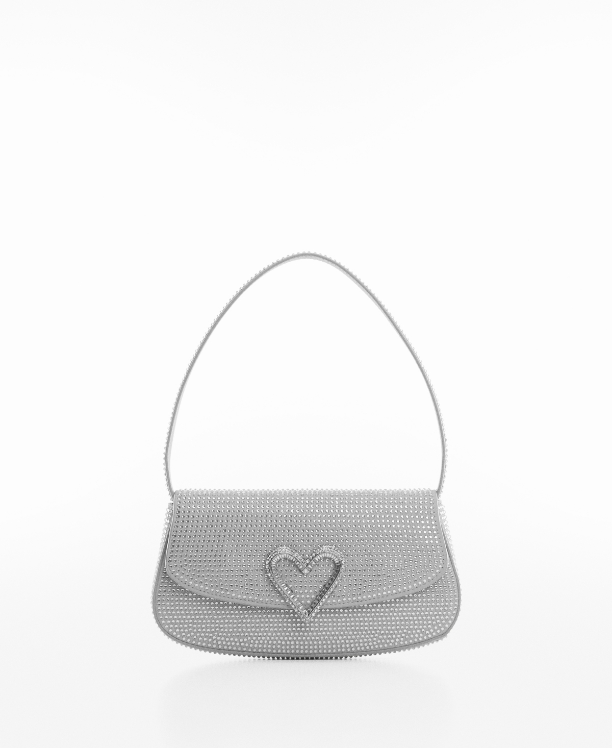 Shop Mango Women's Crystal Shoulder Bag In Silver