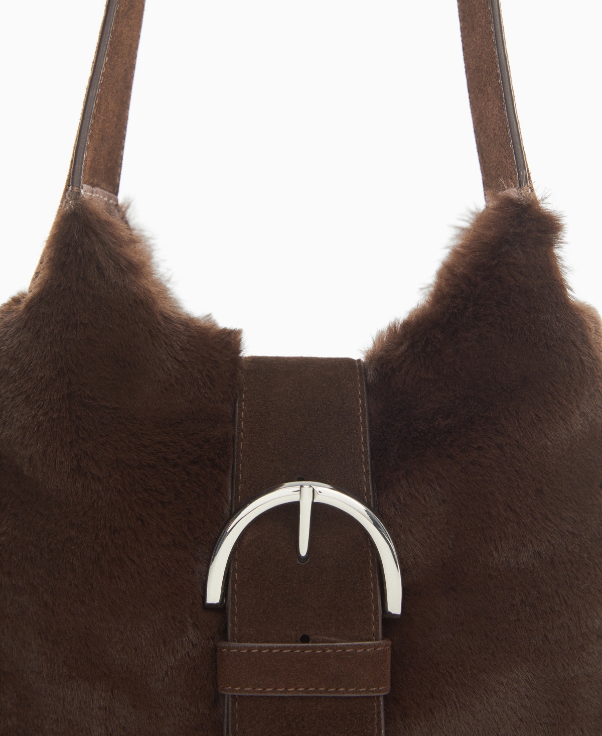 Shop Mango Women's Buckle Detail Leather-effect Bag In Chocolate