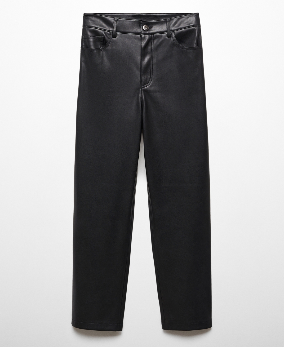 Shop Mango Women's Leather-effect Straight Trousers In Black