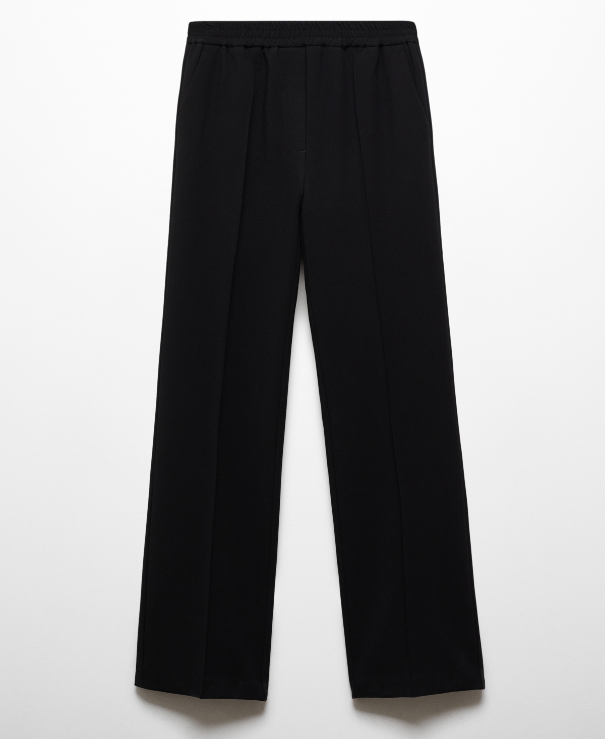 Shop Mango Women's Elastic-waist Straight Pants In Black
