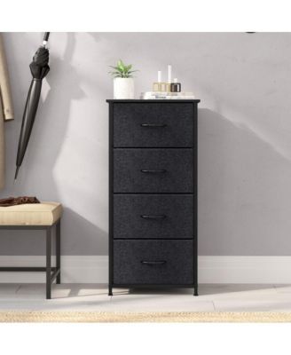 Marley 4-Drawer Storage Dresser with Cast Iron Frame, Wood Top, and Easy-Pull Fabric Drawers with Wooden Handles
