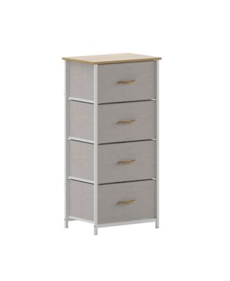 Marley 4-Drawer Storage Dresser with Cast Iron Frame, Wood Top, and Easy-Pull Fabric Drawers with Wooden Handles