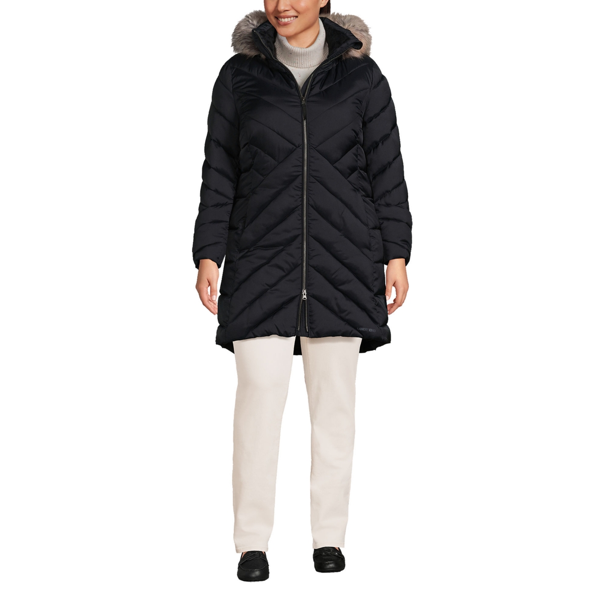 Lands' End Women's Plus Size Insulated Cozy Fleece Lined Winter Coat