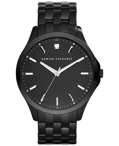 A|X Armani Exchange Men's Diamond Accent Black Ion-Plated Stainless ...